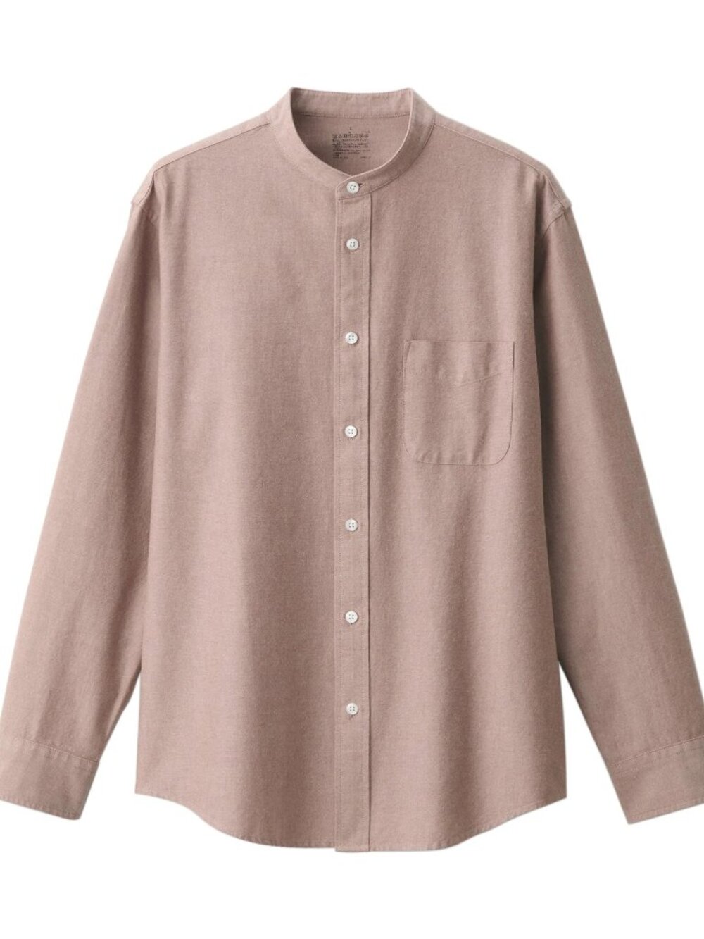 Muji Washed Oxford Stand Collar Shirt Brick Red Pink Long Sleeve Button Down M